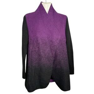 Parkhurst | Dark Purple Ombré Open Wool Blend Drap Cardigan Jacket Small